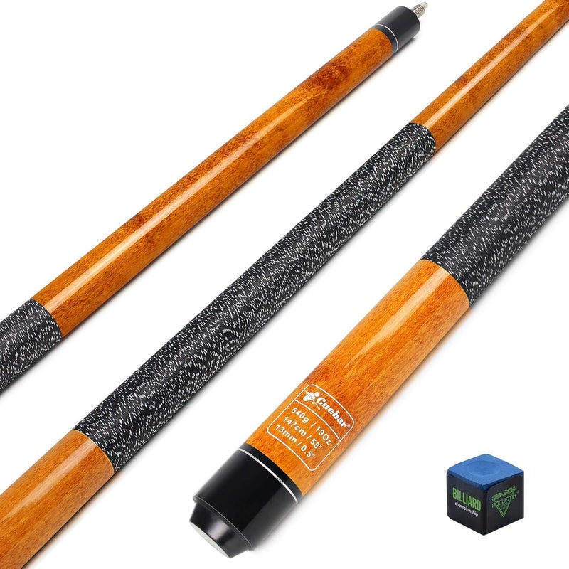 CUEBAR Pool Stick for Adults - 58" 2-Piece Maple Billiard Cue with 13mm Tip & Linen Grip - Choose from 8 Colors & 4 Weights (18-21oz) - Perfect for Home Bar or Game Room - Image 1